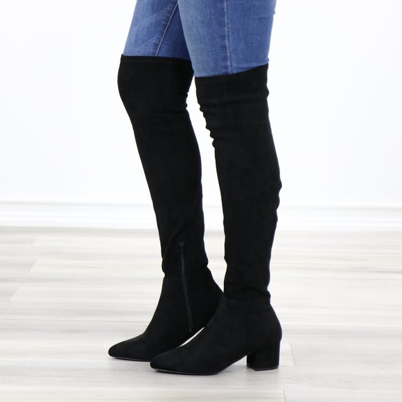 *Restock Over The Knee Black Boots Faux Suede - Picture 14 of 16